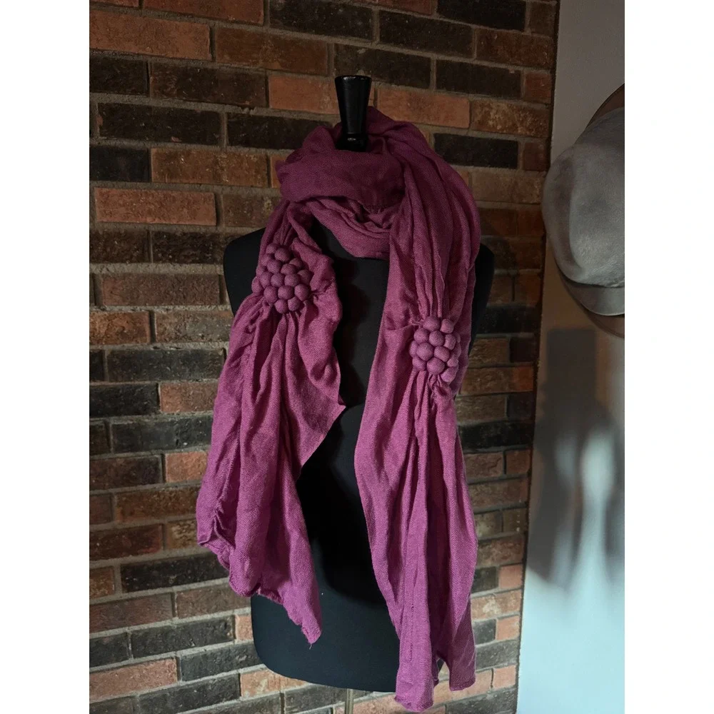 Anthropologie Purple Textured Scarf with Gathered Accents Women's Accessory‎